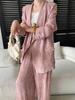 Sijan Early Spring New Arrivals Linen Blend High Intelligence Old Money Drip Suit Jacket Wide Leg Pants Set Sn