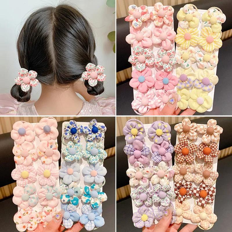 10 Pièces/Ensemble Bébé Fille Couleurs Mignonnes Fleur Élastiques à Cheveux Porte-Queue de Cheval Chilren Chouchous Doux Caoutchouc Accessoires Cheveux Enfants