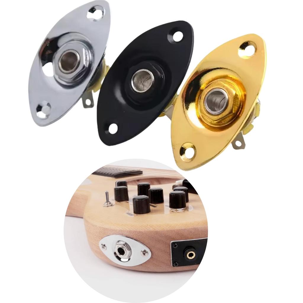 Metall Elliptische Katzenaugen-Platte Eingangsbuchse(1/4 ") Mono-Elektrogitarrenbuchse mit 2 Schrauben, professionell für TL-E-Gitarre