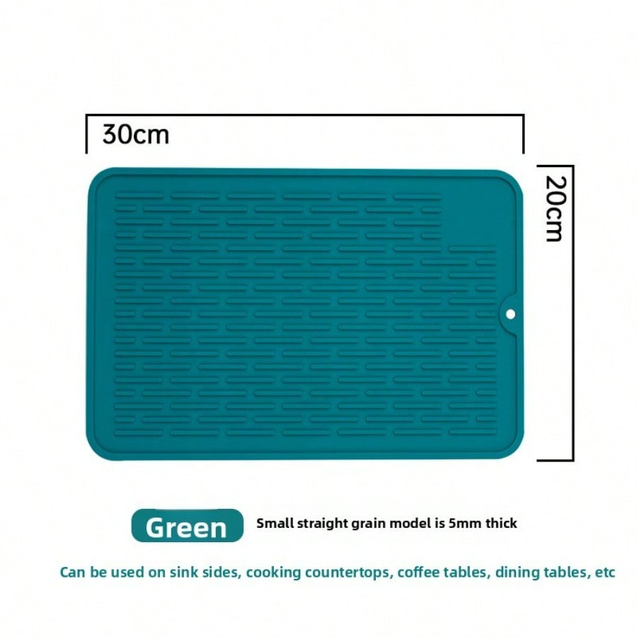 Tapis d'égouttage en silicone résistant aux hautes températures Filtre d'évier Tapis de séchage pour vaisselle et cuisine vert