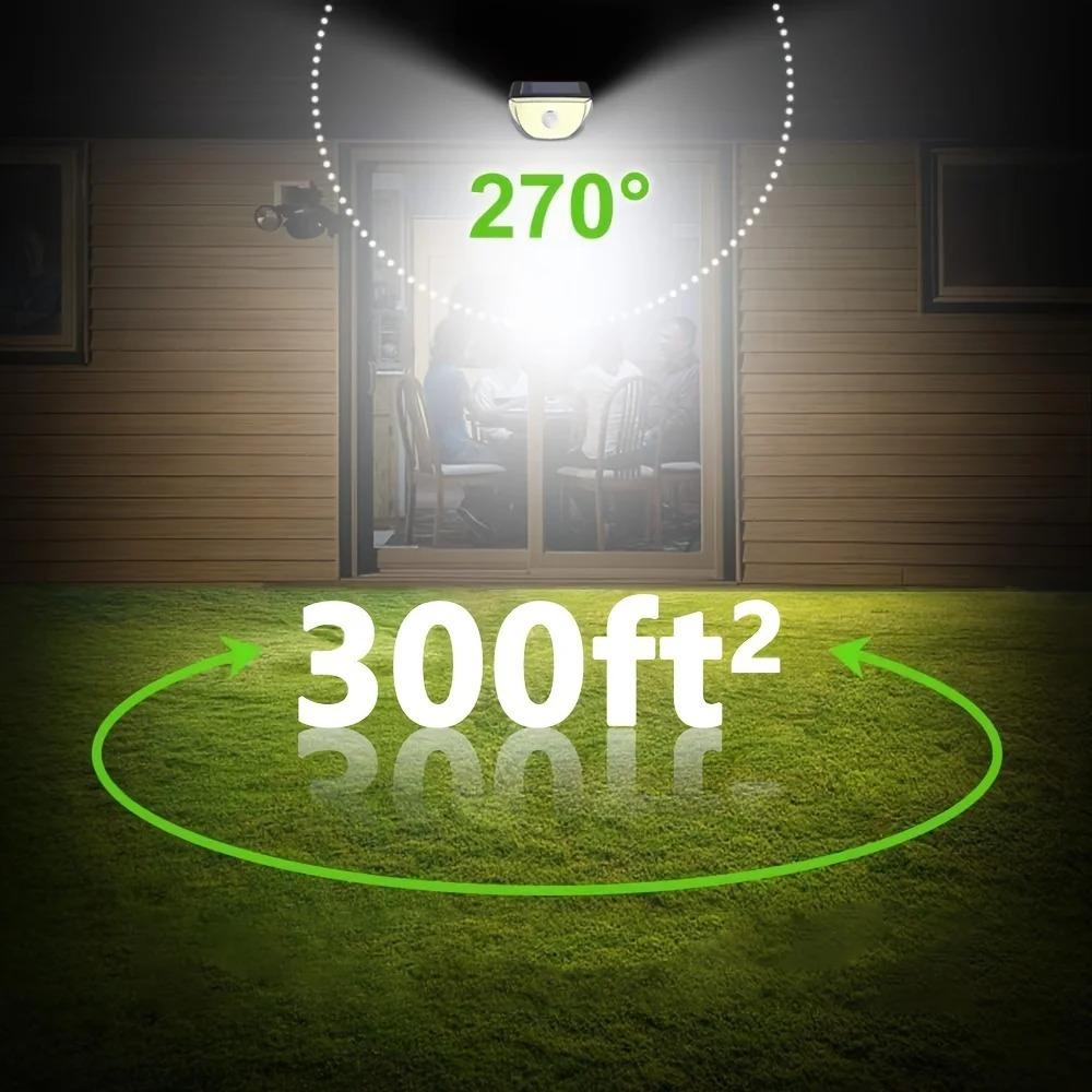 Waterproof 200 LED Solar Lights with Motion Sensor Outdoor Solar Security Lighting Wide Angle Solar Wall Light for Yard Garage Porch Garden