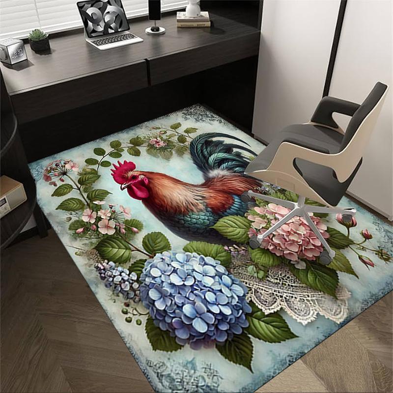 

1PC Rooster Flowers Non-Slip Floor Carpet Compatible for Office&Living Room&Bedroom&Dining room - Flat - Weave Machine-S0353 60cm by 90cm