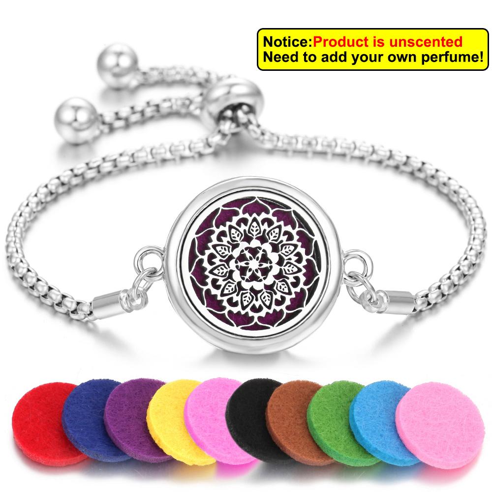 New Aromatherapy Diffuser Bracelet Essential Oil Diffuser Bracelet Alloy Stainless Steel Perfume Aroma Locket Bracelet for Women