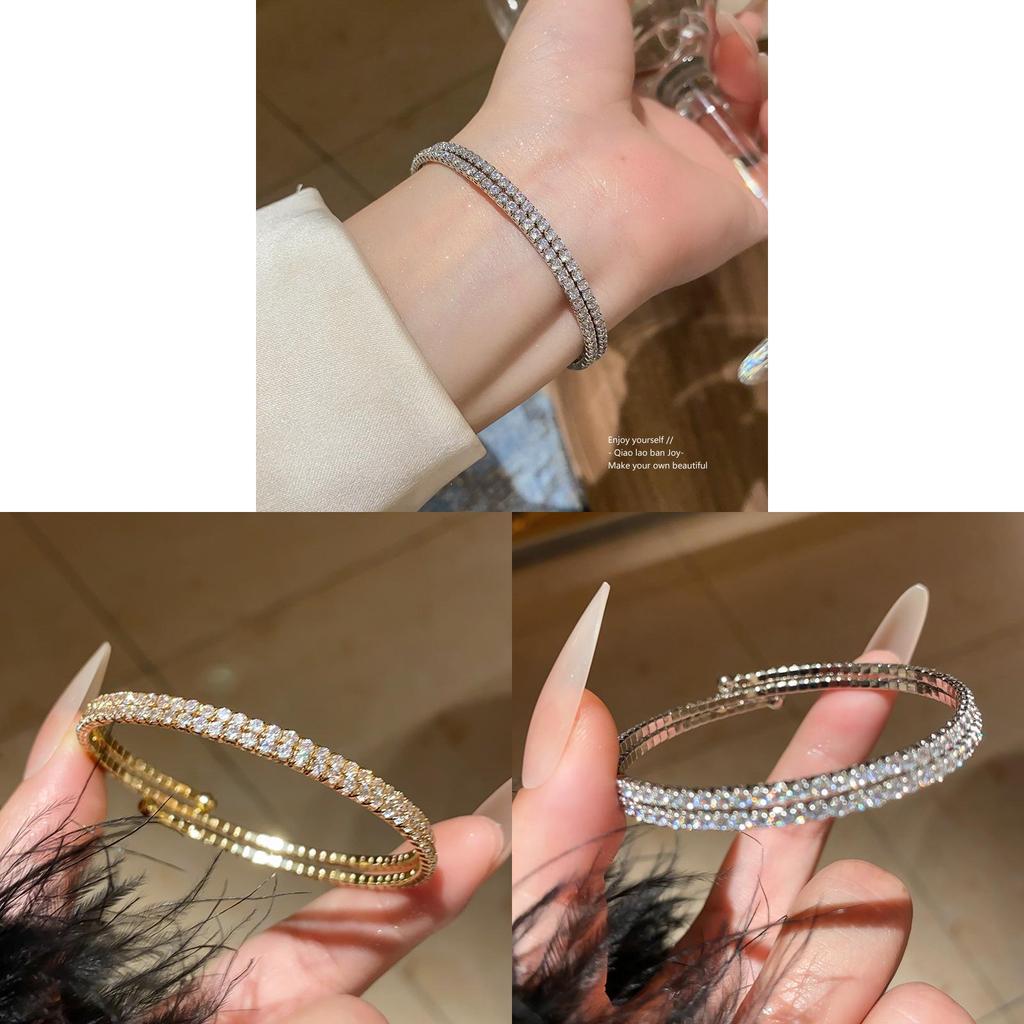 Geometric Zircon Circular Adjustable Bracelet With Cubic Zirconia For Fashionistas
