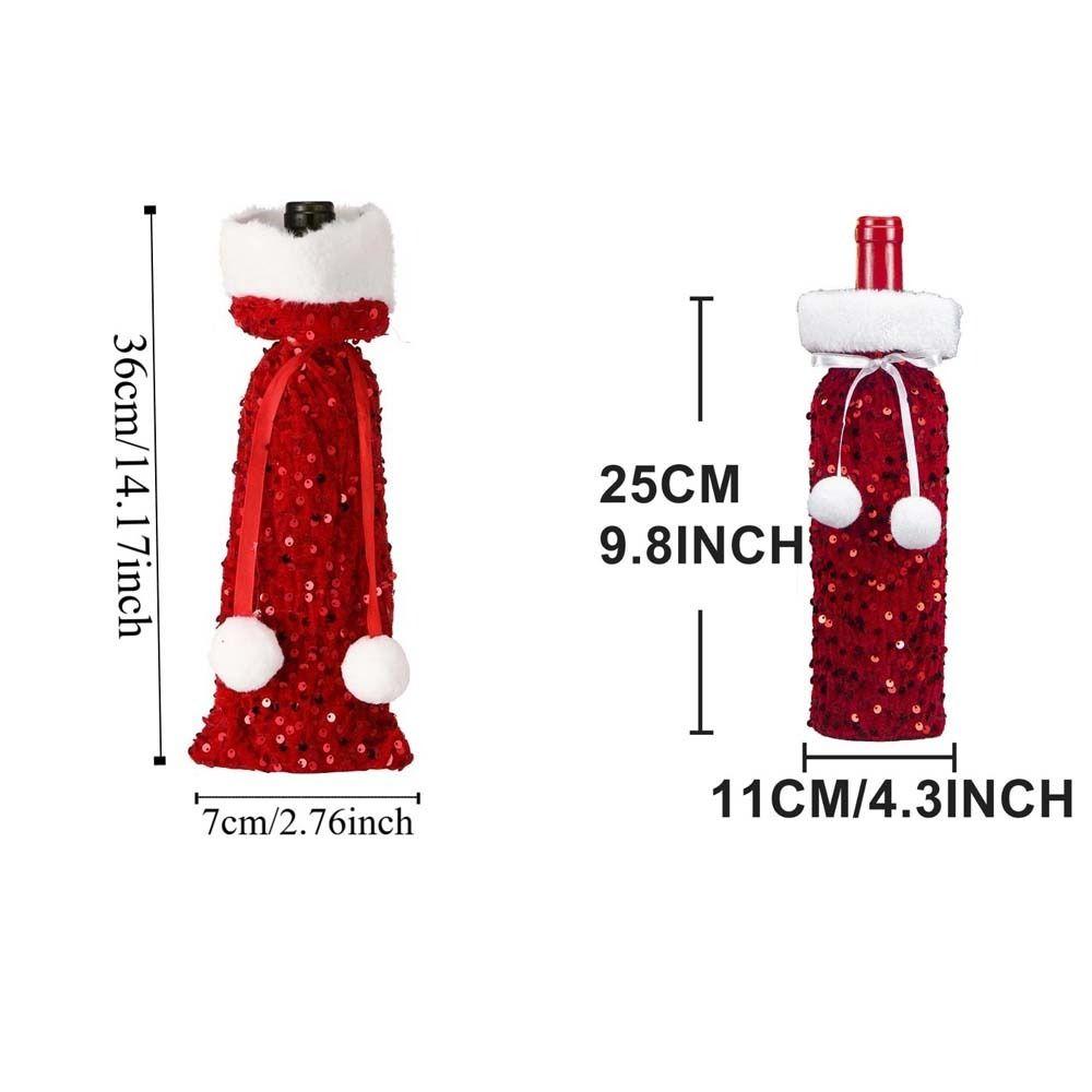 Cute Christmas Wine Bottle Bags Plush Ball Santa Claus Wine Bags Xmas Wine Bottle Cover  New Year