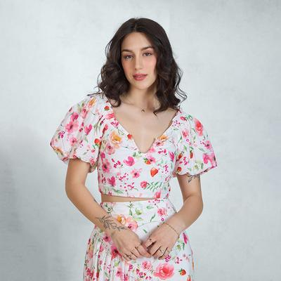 Virgio Women Crop Length Short Fitted Fit Sweetheart Top