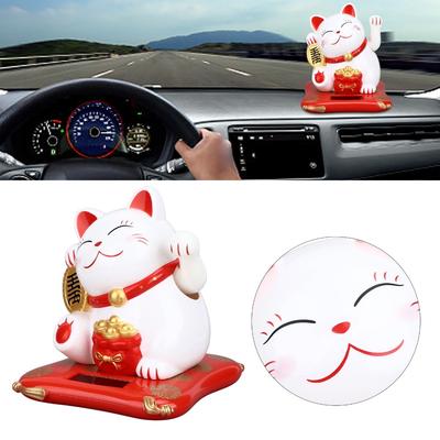 Plastic Light Sensing Waving Fortune Cat  Car Interior Dashboard Display