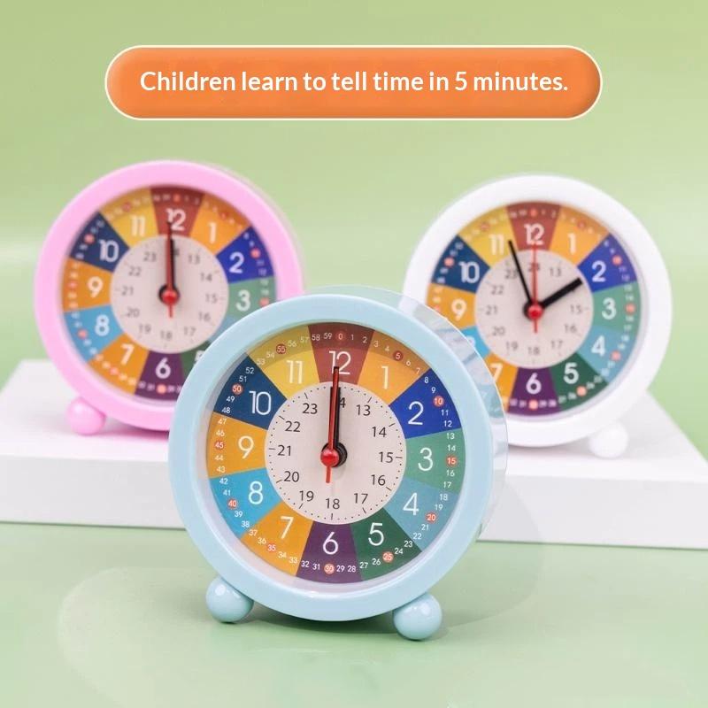 Children Time Teaching Early Learning Desktop Alarm Clock Silent Wake Up for Bedroom Living Room Daily Use