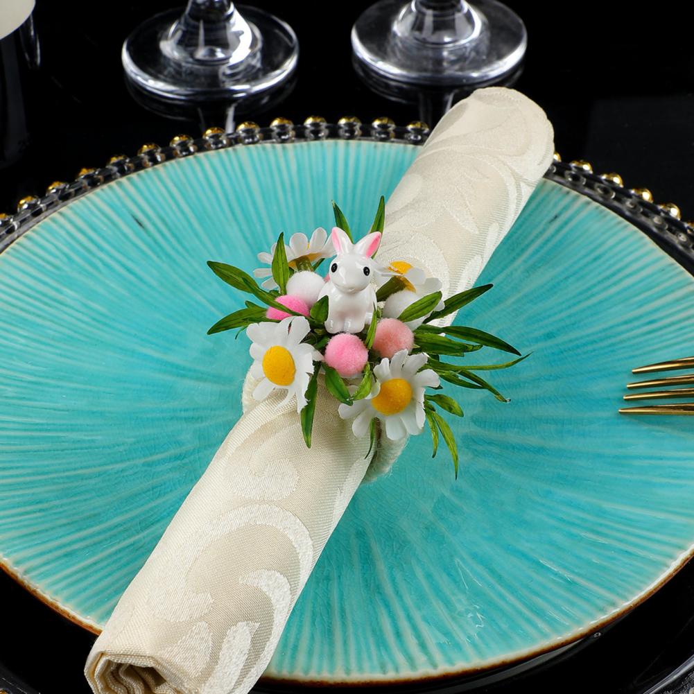 Hasenohren-Serviettenhalter Osterhase Serviettenringe mit Hasenohren-Design Festliche Osterei-Serviettenhalter Frühlings-Dinnerparty