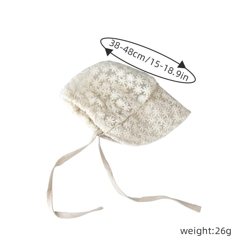 Newborn Lace Bonnet Embroidered Flower Princess Hat for Infant Girl Boy Sweet Large Brim Sun Visor Hats