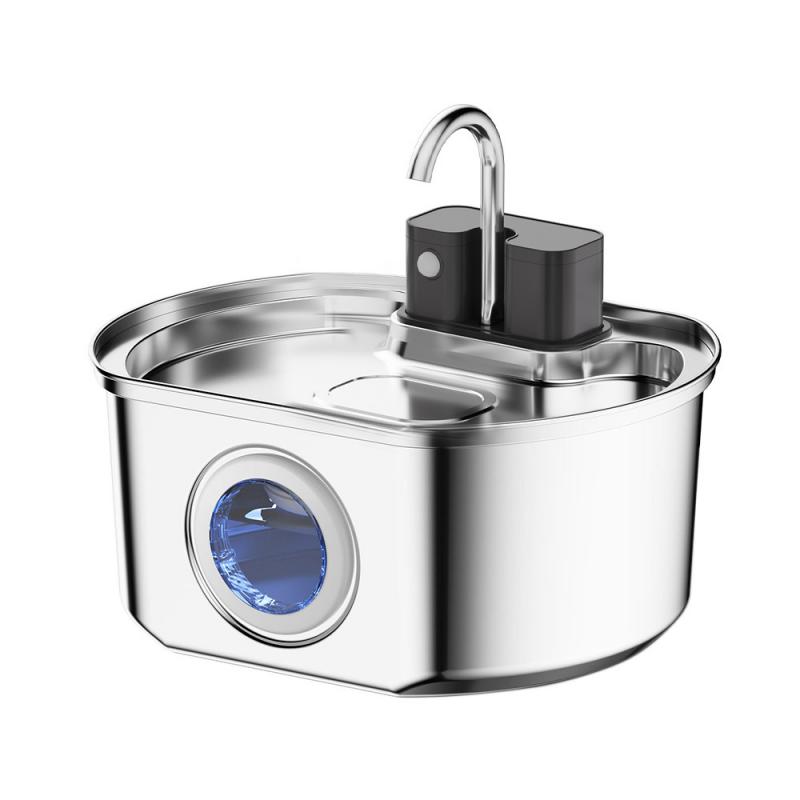 Cordless Rechargeable Pet Drinking Fountain 4L Stainless Steel Automatic Water Bowl Dispenser for Cat Dog Home