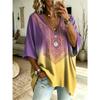 Printed Plus-Size Women's V-Neck Batwing Sleeve T-Shirt Bohemian Ethnic Print Loose Top Summer Comfortable Breathable Daily Commute Casual