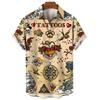 3D Retro Digital Printed Men's Lapel Short Sleeved Shirt