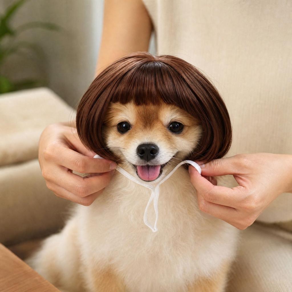 Pet Wig Costume Hairpiece, Funny Pet Hair Accessory for Dress-Up and Parties