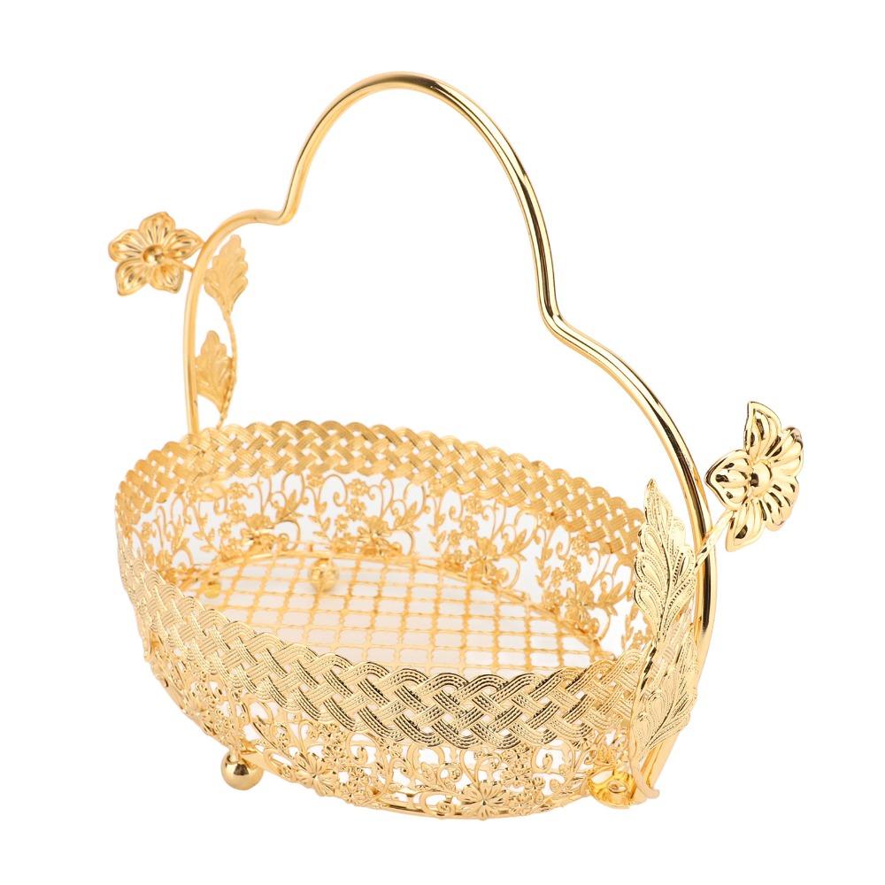 With Handle Metal Fruit Tray Metal Food Display Basket Fruit Serving Basket  Kitchen Countertop