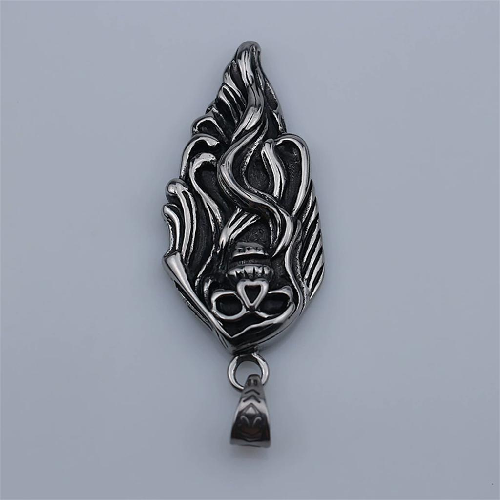 Santa Muerte Vintage Retro Stainless Steel Pendant Necklace Our Lady of Holy Death Mexican Grim Reaper Skull Halloween Jewelry