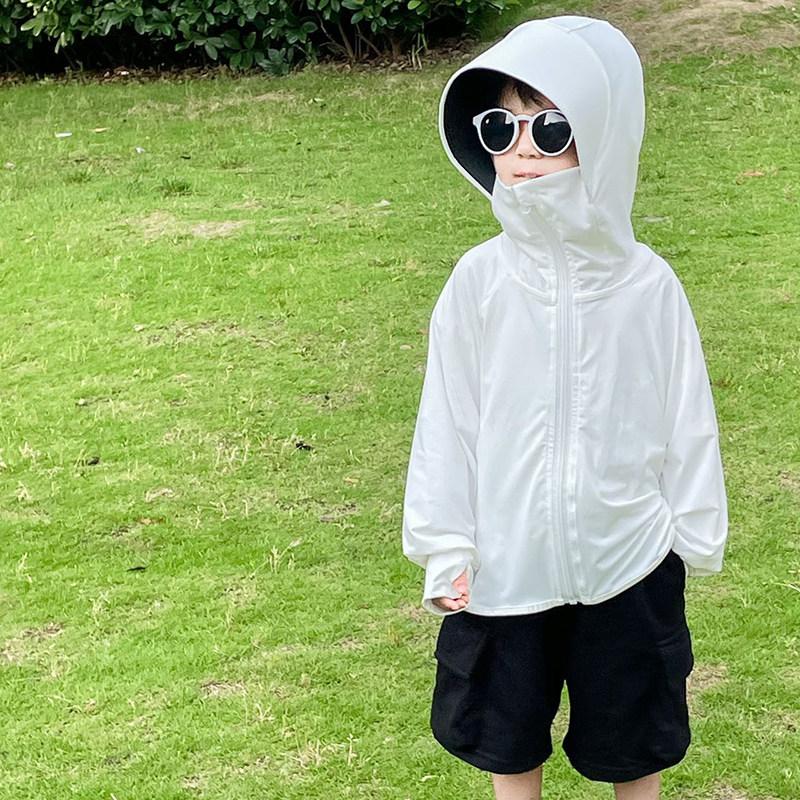 Children's sunscreen clothing 1011 new summer ice silk light boys and girls baby brim removable sunscreen clothing jacket