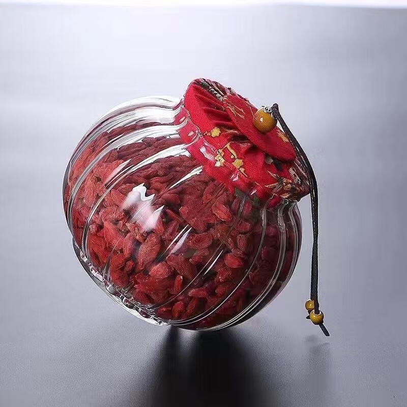 Floral Cloth Lid Glass Tea Caddy 1590₽