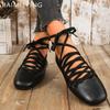Women Ballet Flats Shoes Square Toe Lace-up Loafers Shoes Woman 2025 Trend Winter Designer Elegant Office Shoes Casual Sneakers