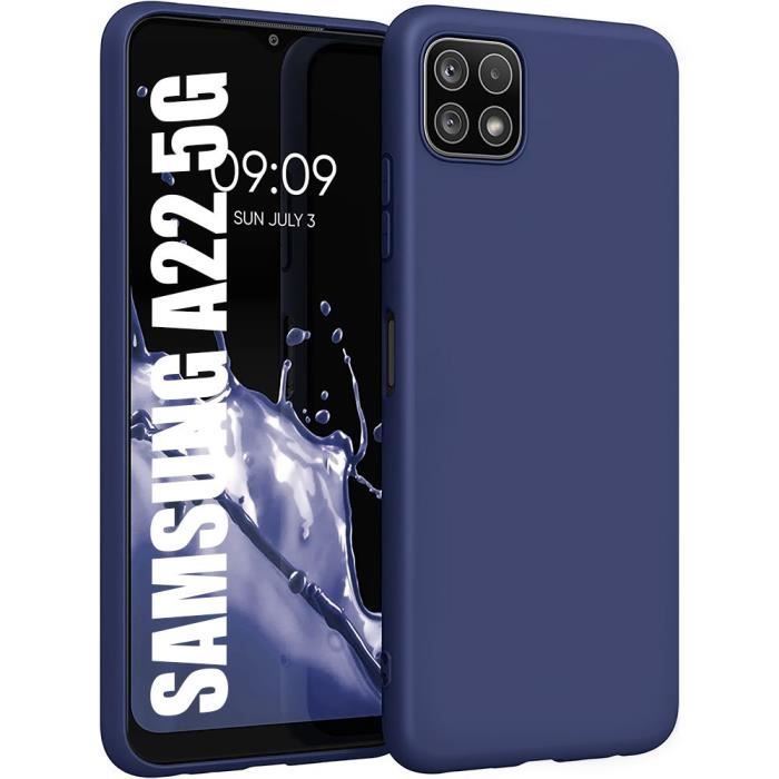 Coque Protection - BOOLING - pour Samsung Galaxy A22 5G - Silicone haute résistance - Bleu Marine - Finition mate