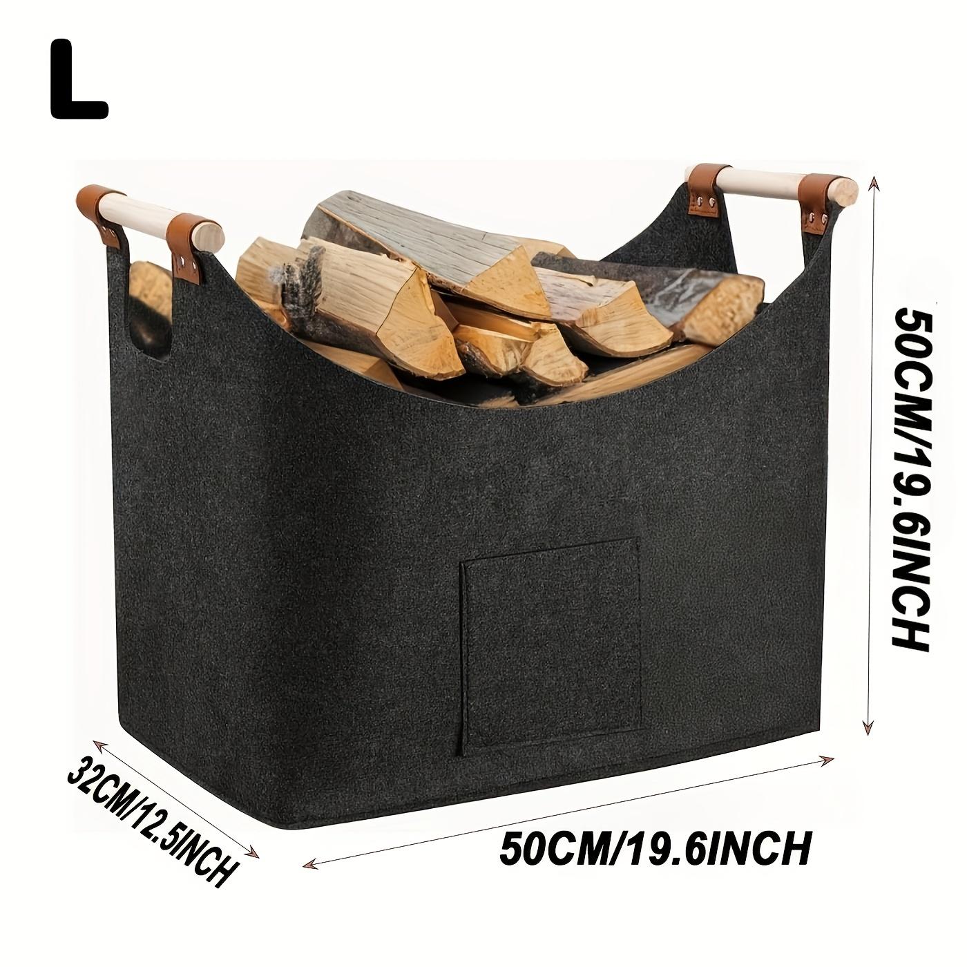 

1pc Extra Large Foldable Felt Firewood Basket, Heavy Duty with Reinforced Handles - Multi-use Storage - Dark Grey