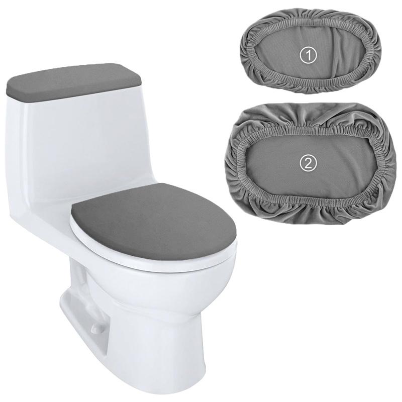 

2Pcs/Set Velvet Toilet Seat Cover Stretch Toilet Lid and Tank Lid Mat Set Universal Wear Resistant Elastic Toilet Pad Bathroom