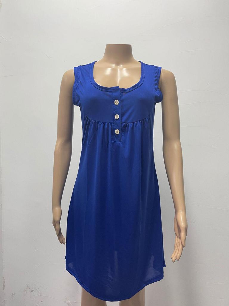 2026 Spring/Summer Women's Sleeveless Pleated Button-Up Vest Dress Pajamas