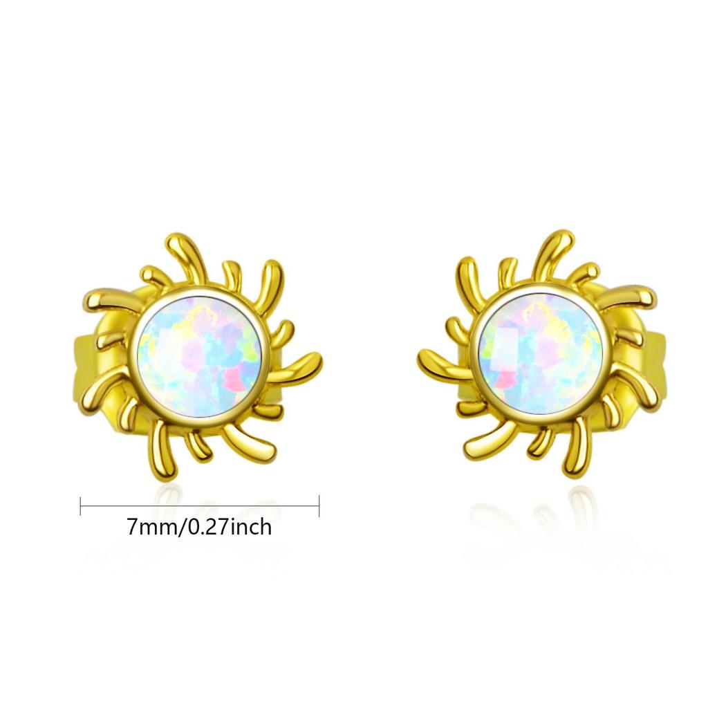 Ocean Style Opal Sun Earrings for Beach Girls
