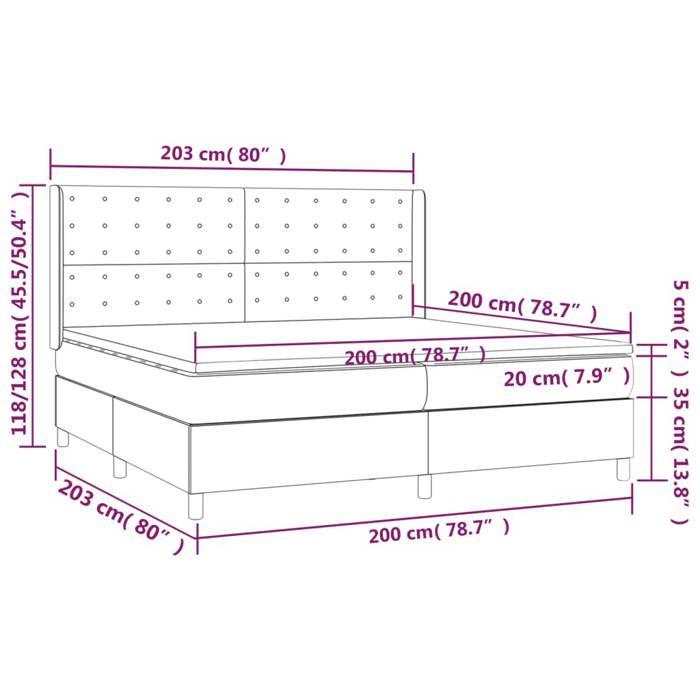 VidaXL Slat Bed Base with Mattress and LED, Upholstered Bed with Headboard, Double Bed, Adult Bedroom Bed, 3139223
