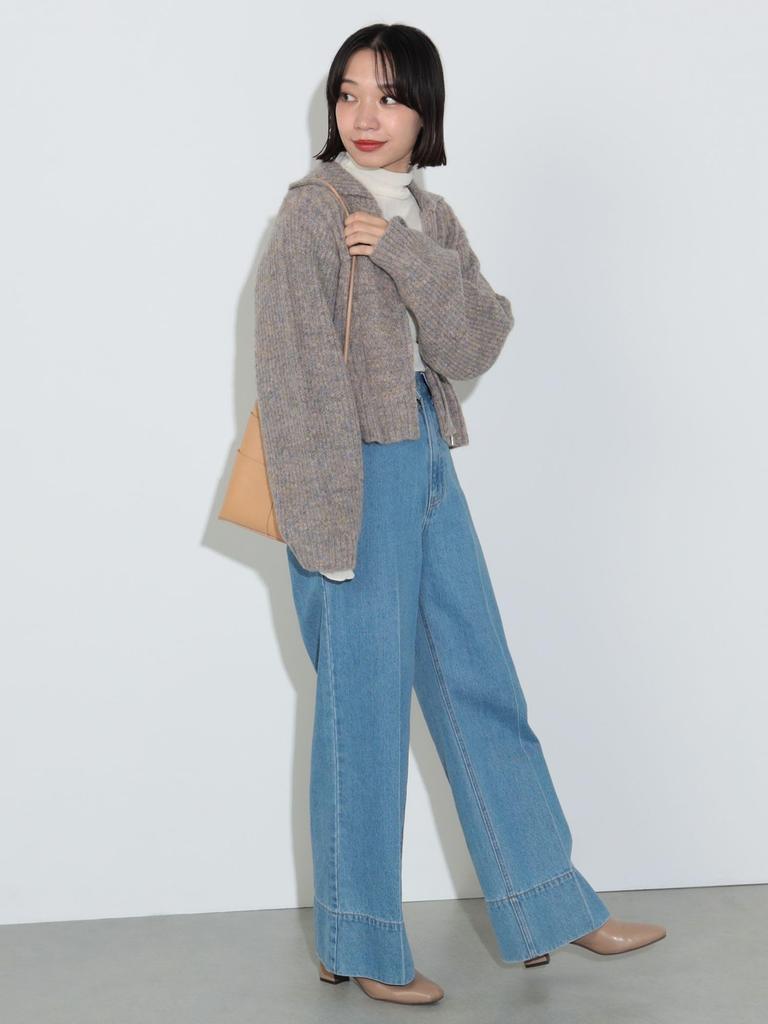 Knit Color D Zip KT PINK ONE SIZE [Beams Heart] L/S o/BIG Women's