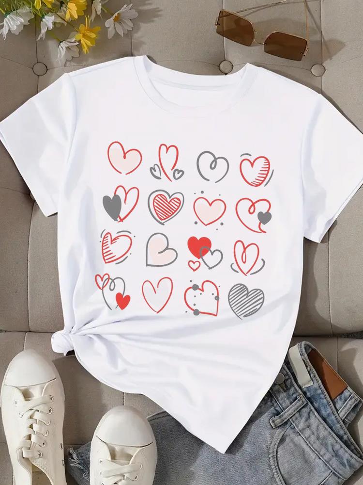 (Asian Size) Print trend love style cute  Fashion Female Tee Top Women Clothing T Shirt Woman Short Sleeve Graphic T-shirts