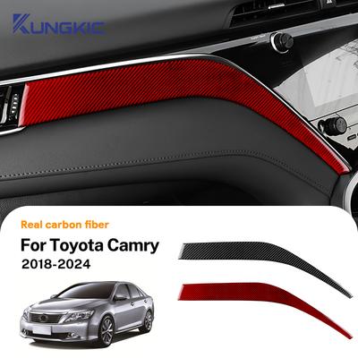 Real Soft Carbon Fiber For Toyota Camry XV70 2018 2024 LHD RHD Car Passenger Trument Panel Sticker