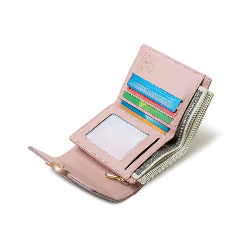 Damen Kurzportemonnaie Einfarbige Personalisierte Blatt-Schnalle Damen Handheld Beschneidungs-Clip