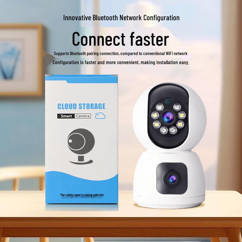 360° Dual-Lens Wireless Indoor Surveillance Camera with Dual-Screen and WiFi