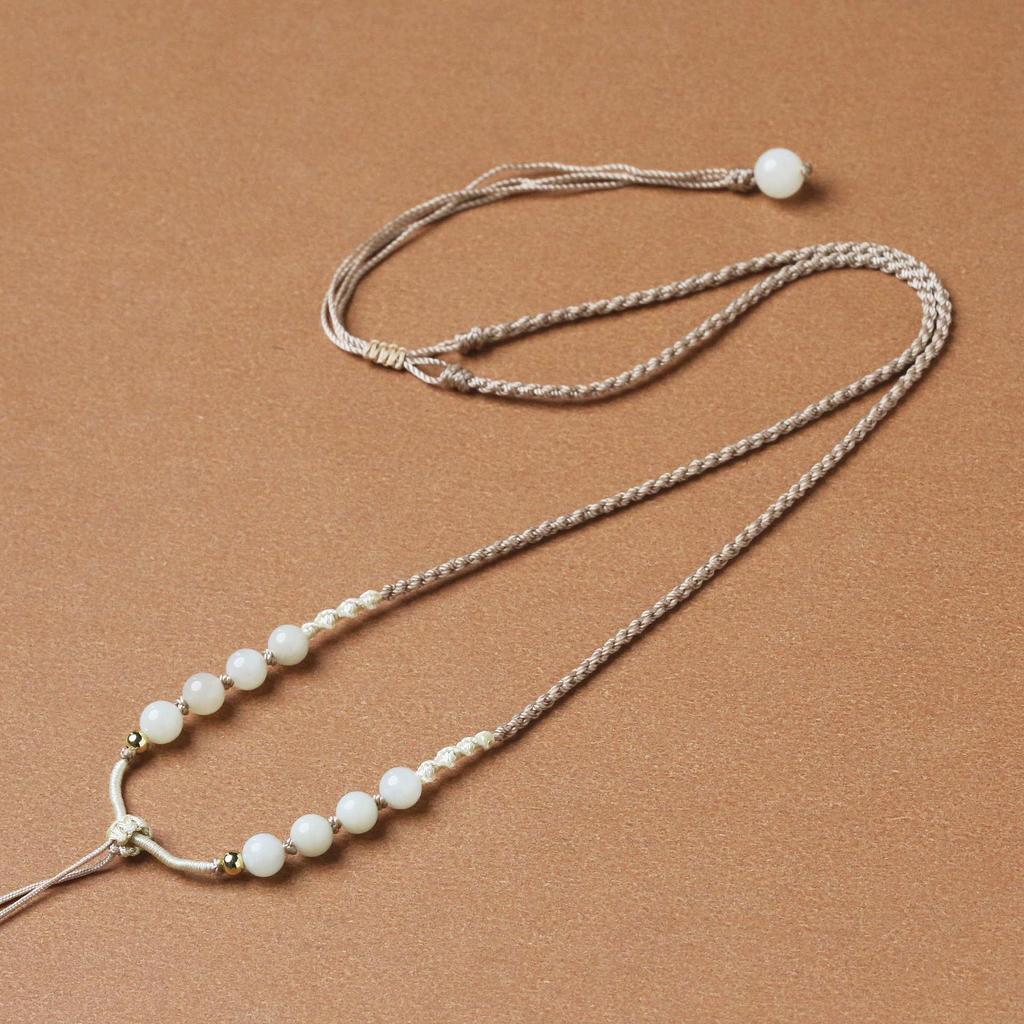 Exquisitely Braided Handwoven Hetian Jade Pendant Necklace