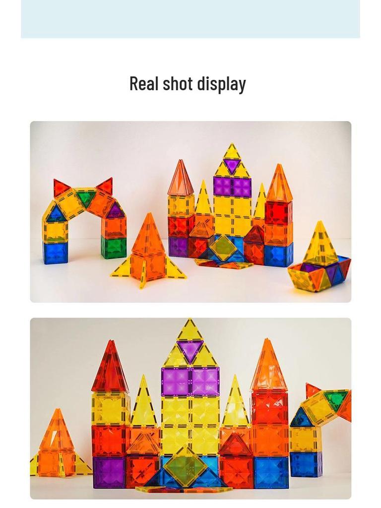 Diamond Surface Magnetic Tiles: Children's Educational Building Blocks & Jigsaw Puzzle Set