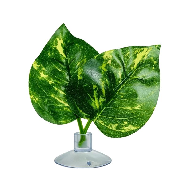 Reptiles Clear Suction Cup Artificial Plant Accent, Colorful Plastic Habitat Display Accessory for Enclosure Styling Use