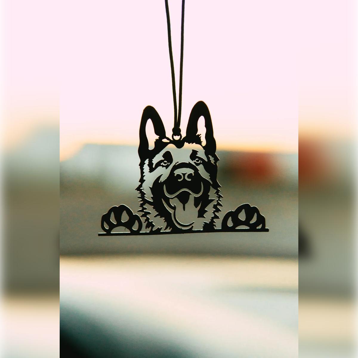 

Car Ornament Metal K-9 Dog Rearview Mirror Ornament Gift Auto Accessory