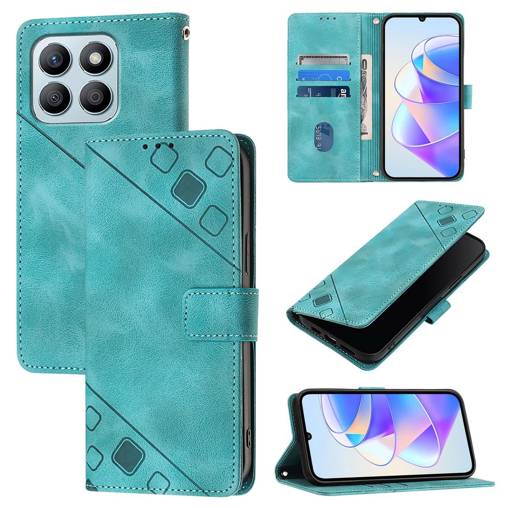 Modische Handy-Geldbörsenhülle aus PU-Leder mit geometrischem Muster und Handschlaufe für Huawei P20,P30,P40,Y7a...Honor X6a,X7a,X7b,X8,X8a,X8b,X9a,X9b...