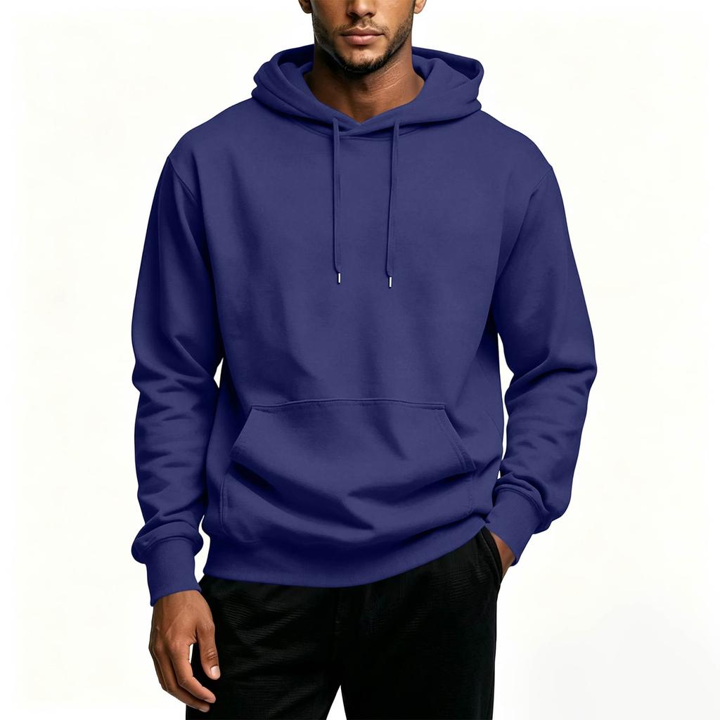 Men's Casual Hoodie with Front Pocket, Color Pullover Sweatshirt