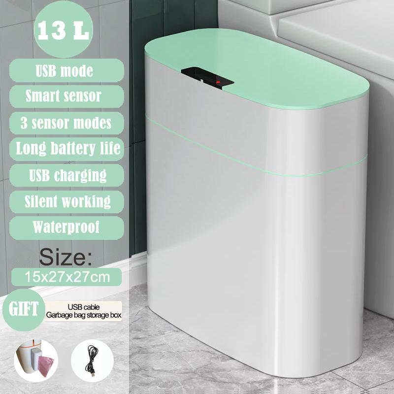 16L New Smart Trash Can High-tech Induction Storage Bucket Bathroom Deodorant Waterproof Trash Can Household with Lid Creative