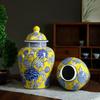 Hand-Painted Blue and White Ceramic Vase: Chinese Style Desktop Ornament for Living Room Display