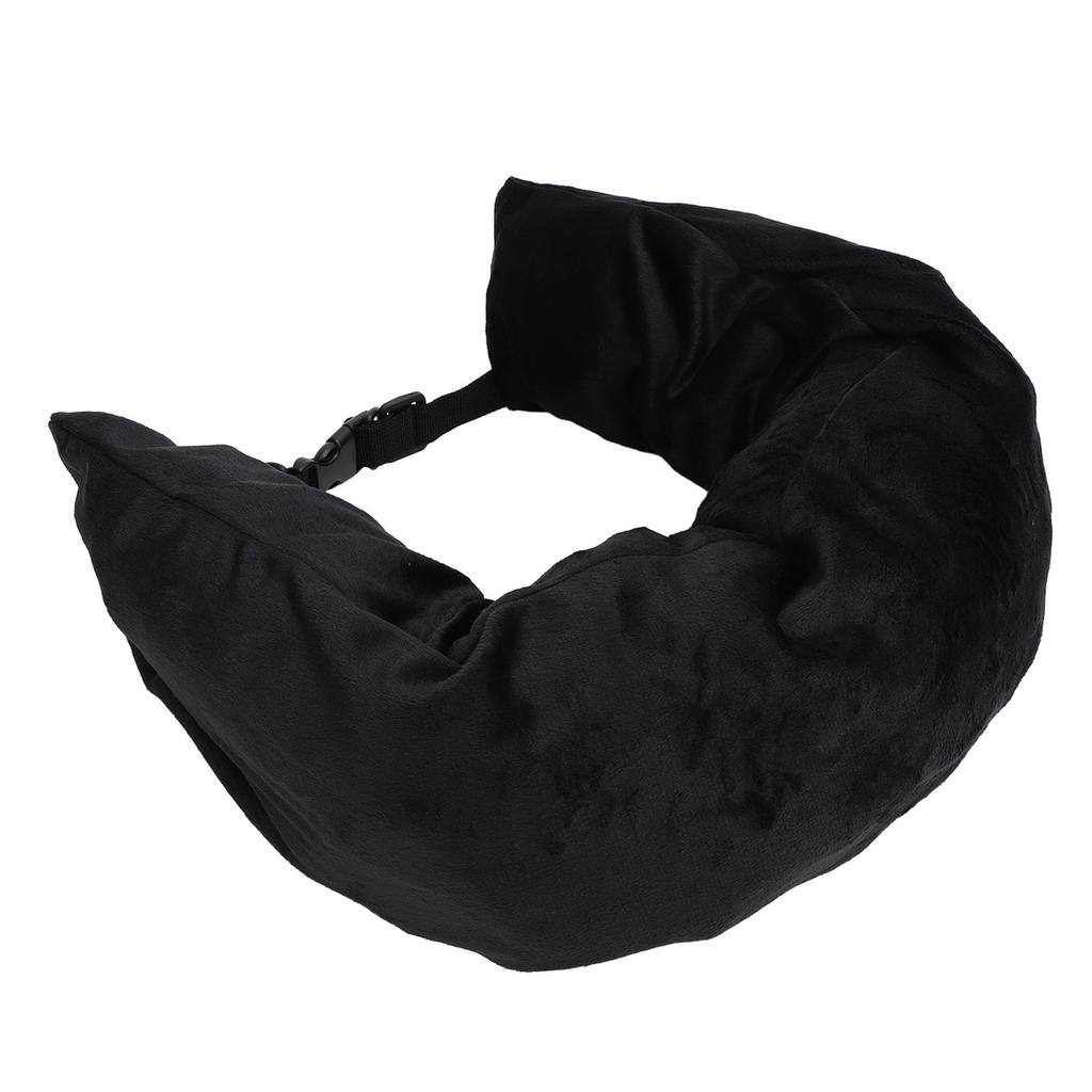 Cestovní krční polštář plnitelný s nastavitelným popruhem U tvar Měkký Sbalitelný Plnitelný Cestovní polštář Úložný vak Černý