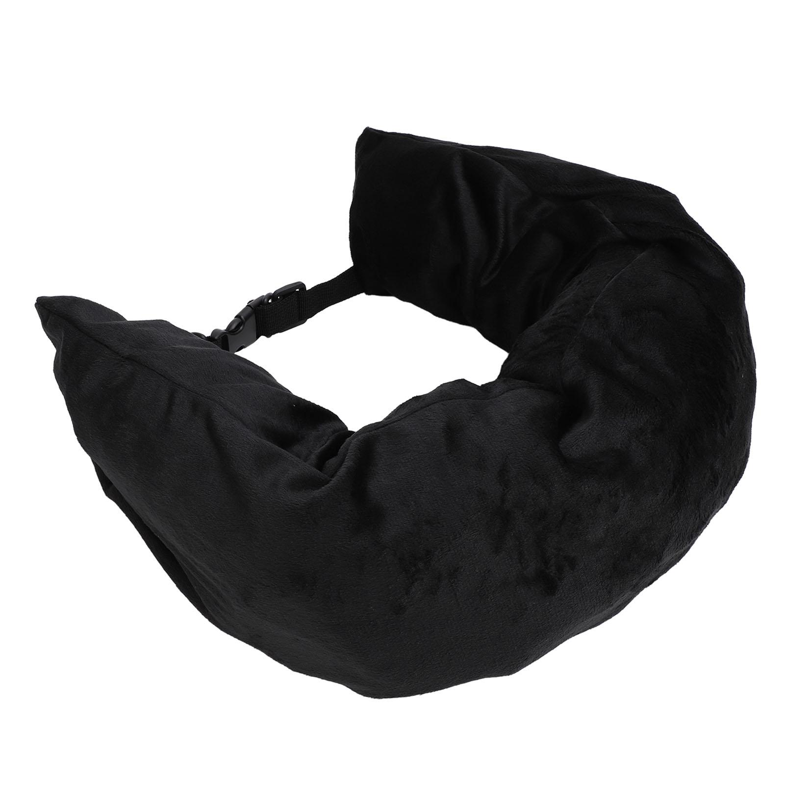 

Дорожная подушка для шеи, набивная, с регулируемым ремешком, U-образной формы, мягкая, компактная, набивная, дорожная подушка, сумка для хранения, черная чёрный