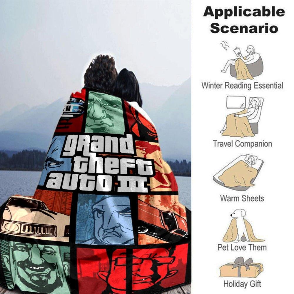 1 Stück Grand Theft Auto Weiche Flanelldecke mit Designer-Print Eine kuschelige Decke für alle Jahreszeiten, perfekt für das Sofa, Bett, Büro