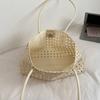 Foldable Hollow Out Weave Bag Large Capacity Beach Handbag Trendy Leather Woven Tote Bag  Girls