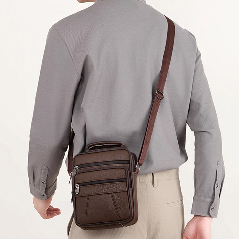 Genți de umăr tip poștaș din piele naturală pentru bărbați, genți mici cu buzunar pentru telefon, genți business crossbody din piele de vacă, cadou pentru bărbați