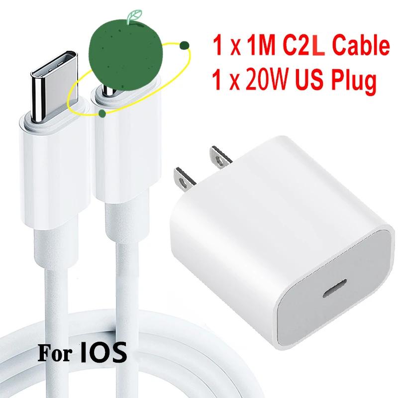 PD 20W Fast Charging For Samsung iPhone 16 15 14 13 Pro Max Ipad Phone Quick Charger EU US Plug Type C Charger Cable Accessories