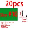 Bimoo 20pcs TEFLON Coated High Carbon Steel Carp Fishing Hook Bent Eye Micro Barb Terminal Tackle