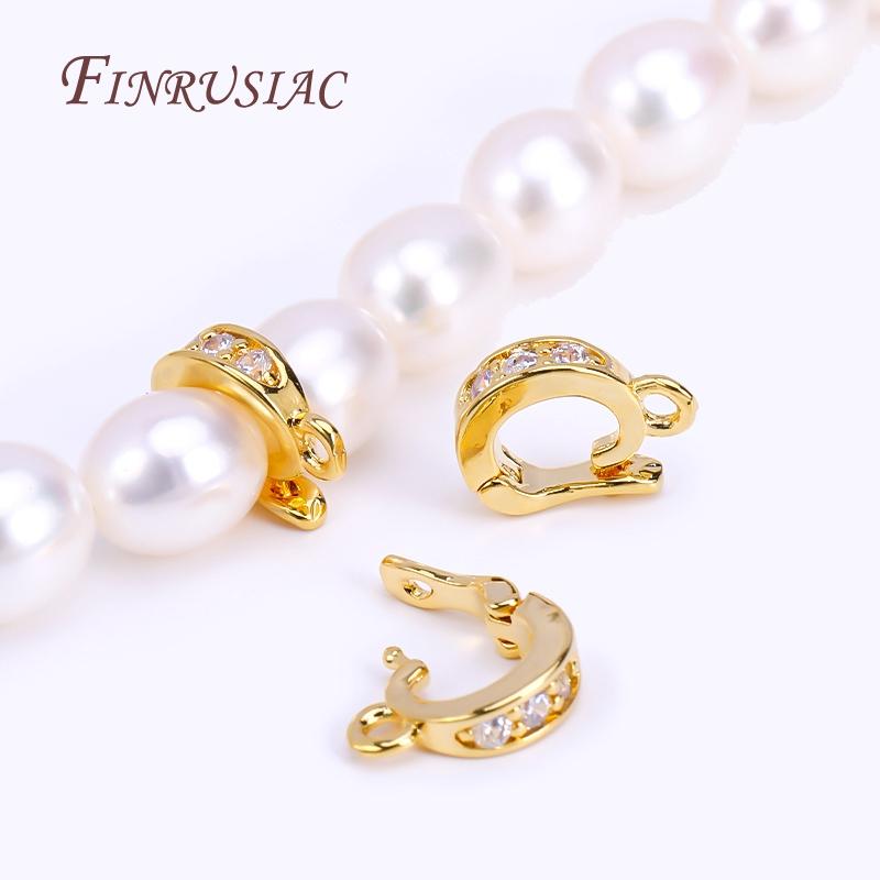 18K Gold Plated Brass Metal Inlay Zircon Hinged Pendant Enhancer Bail Clasps DIY Jewelry Making Accessories